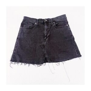 Madewell Rigid Denim A-Line Skirt Black Raw Hem SZ30